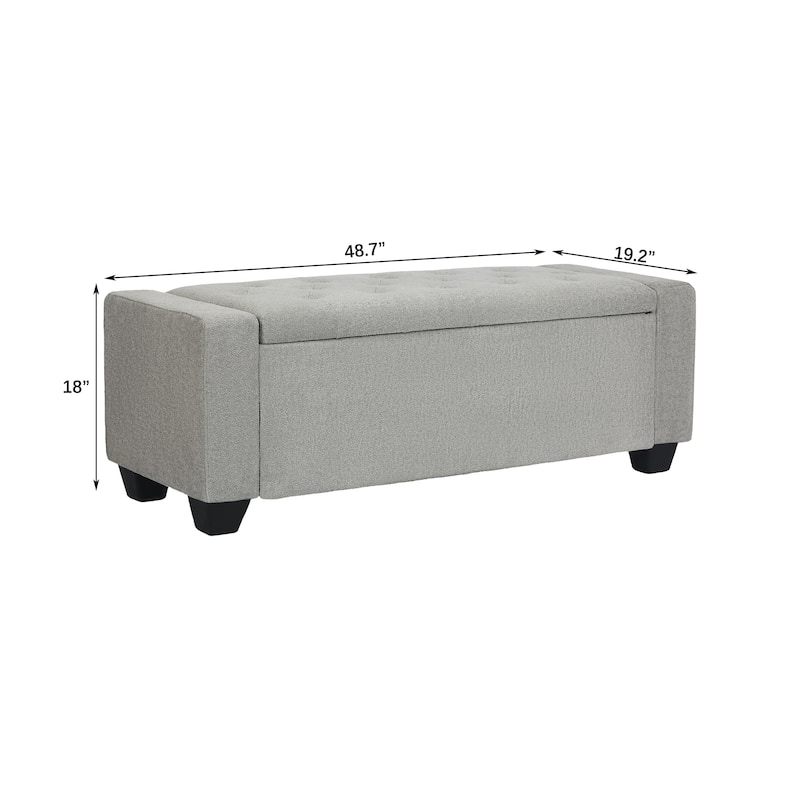 Adeco Rectangle Storage Ottoman Bench for Living Room, Bedroom