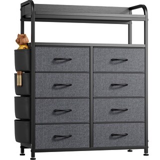 8 Drawer Dresser, Chest for Clothing Organization with Side Pockets