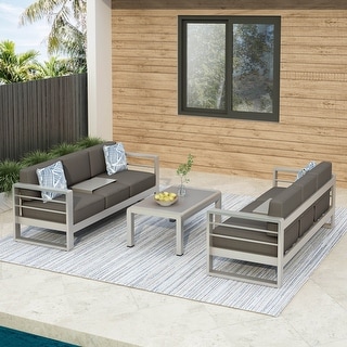 Cape Coral Outdoor Aluminum 3 piece Sofa Set by Christopher Knight Home Bed Bath Beyond 12917290