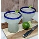 preview thumbnail 4 of 7, Dos Sueños Mexican Hand Blown Glass – Set of 4 Hand Blown Stemless Blue Rim Margarita Glasses (14oz)