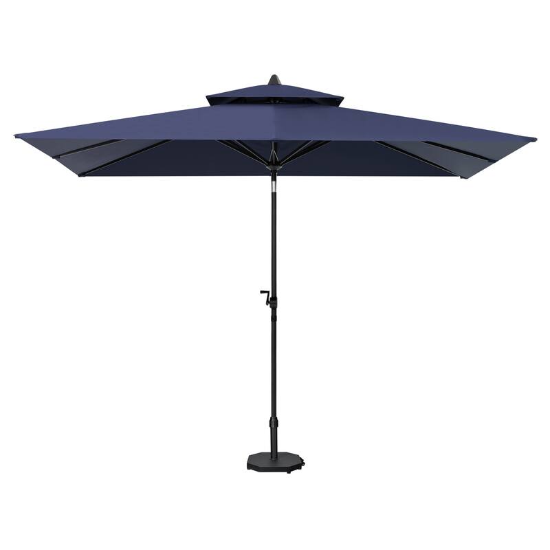 10 x 6.5 FT Double Top Patio Market Umbrella with Weighted Base with Wheels