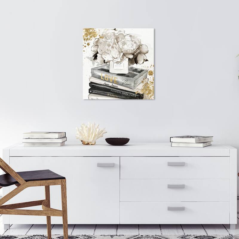 Wynwood Studio Canvas Fashion and Glam Life Style All Day Square White and Metallic Gold Glam Wall Art Canvas Print - 20 x 20