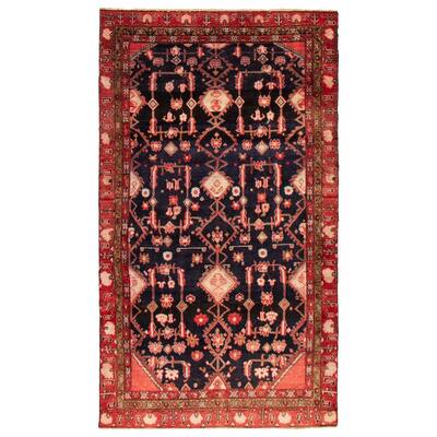 ECARPETGALLERY Hand-knotted Andelz Navy, Red Wool Rug - 4'11 x 8'6