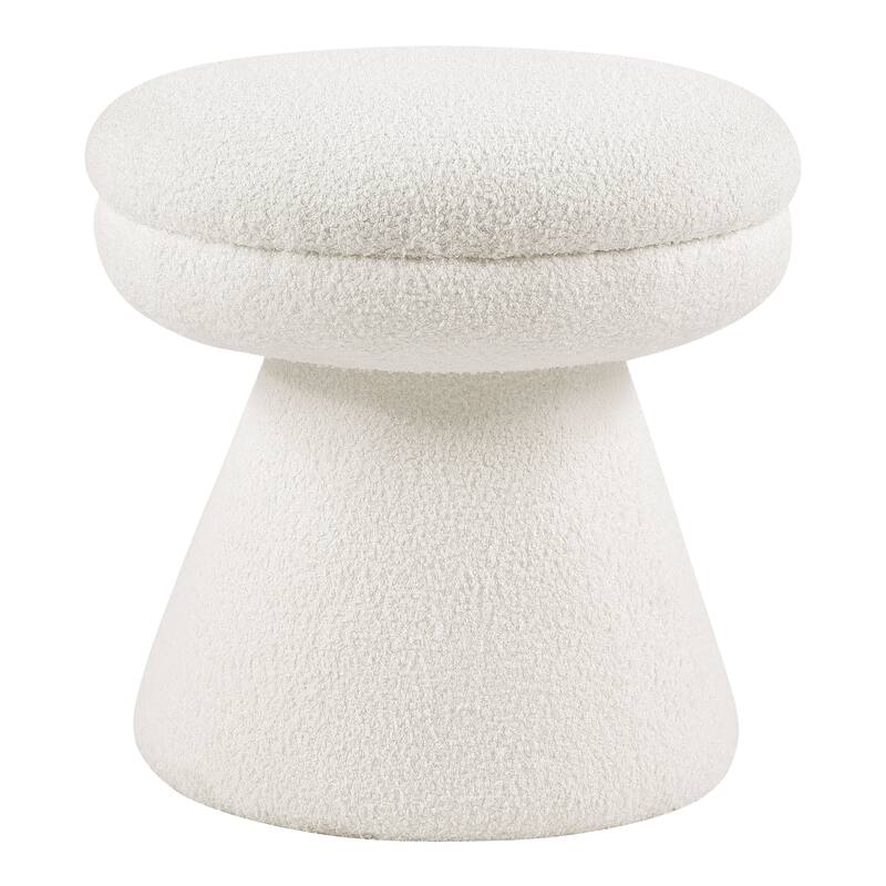 24/7 Shop At Home Modern Boucle Upholstered Ottoman with Tapered Pedestal - Beige