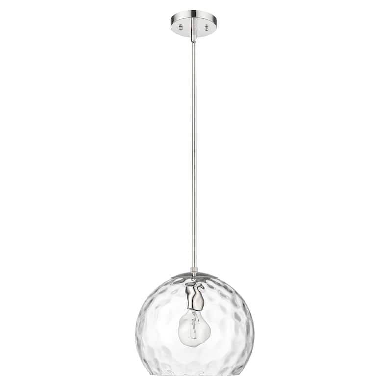 Mackenzie 1-light Polished Nickel Pendant w/ Rippled Water Glass