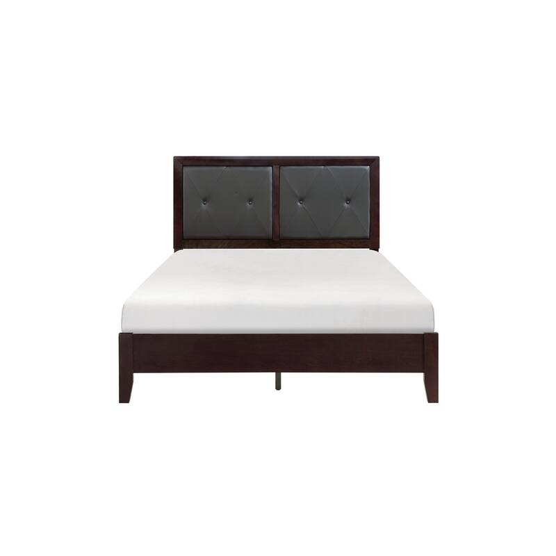 Elysee 3 Piece Espresso Modern Faux Leather Upholstered Panel Bedroom Set