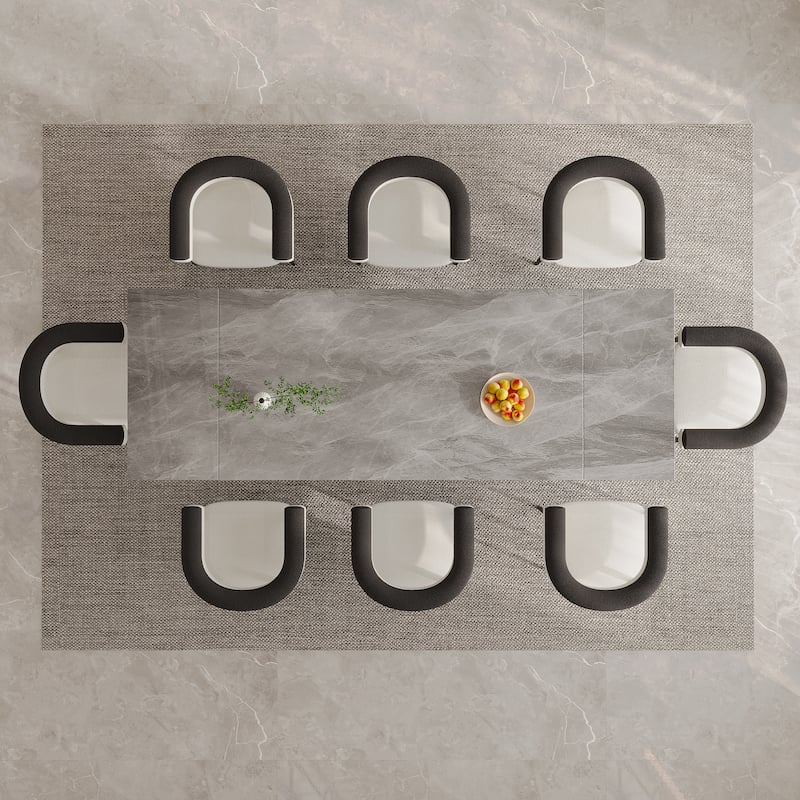 Extendable Rectangular Sintered Stone Double Pedestal Dining Table