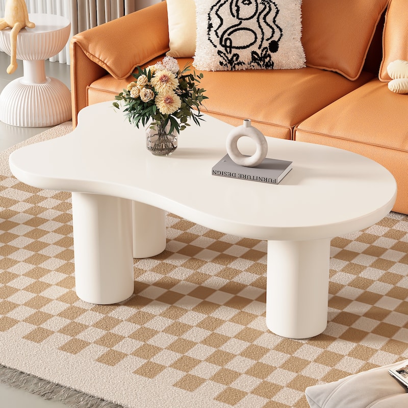 Unique Center Table Coffee Table, White Cloud Shaped End Table Decorative Table Sofa Table for Living Room