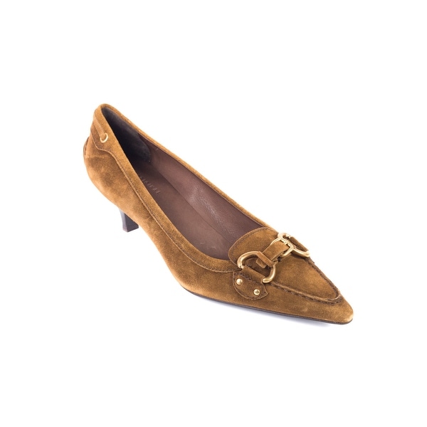 Shop Car Shoe By Prada Brown Suede Buckled Kitten Heel Pumps Shop Car Shoe By Prada Brown Suede Buckled Kitten Heel Pumps