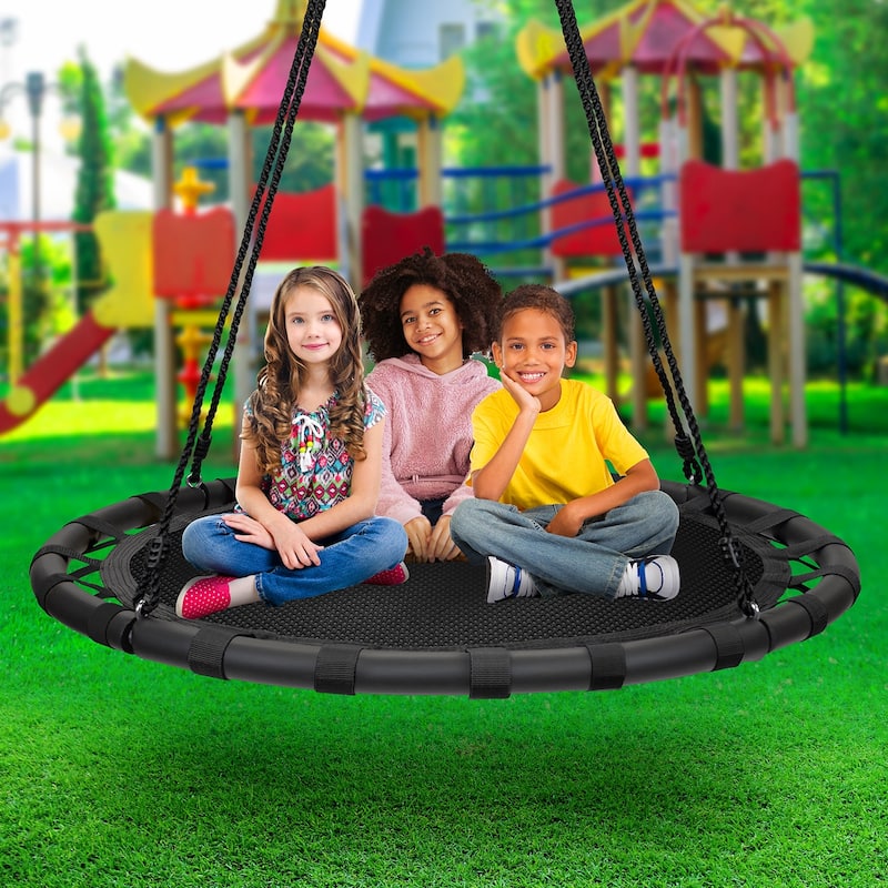 Sorbus Spinner Swing Round Mat Swing – Great for Tree Set, Backyard, Playground, Playroom – Accessories Included (40" Mat Seat)