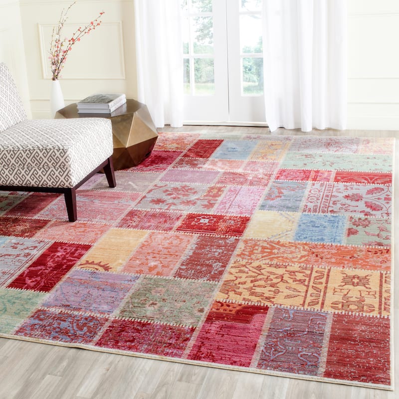 SAFAVIEH Valencia Leta Distressed Vintage Boho Oriental Polyester Rug - 9' x 12' - Multi