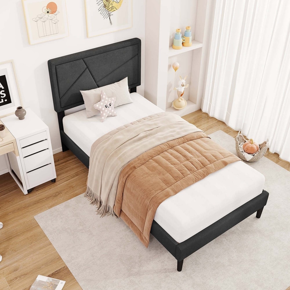 Costway Twin/Full/Queen Size Bed Frame with High Headboard & Wooden