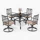 preview thumbnail 2 of 8, PHI VILLA 5-Pcs Outdoor Dining Set: Steel Swivel Dining Chairs with Cushion and 37" Steel Slat Patio Table