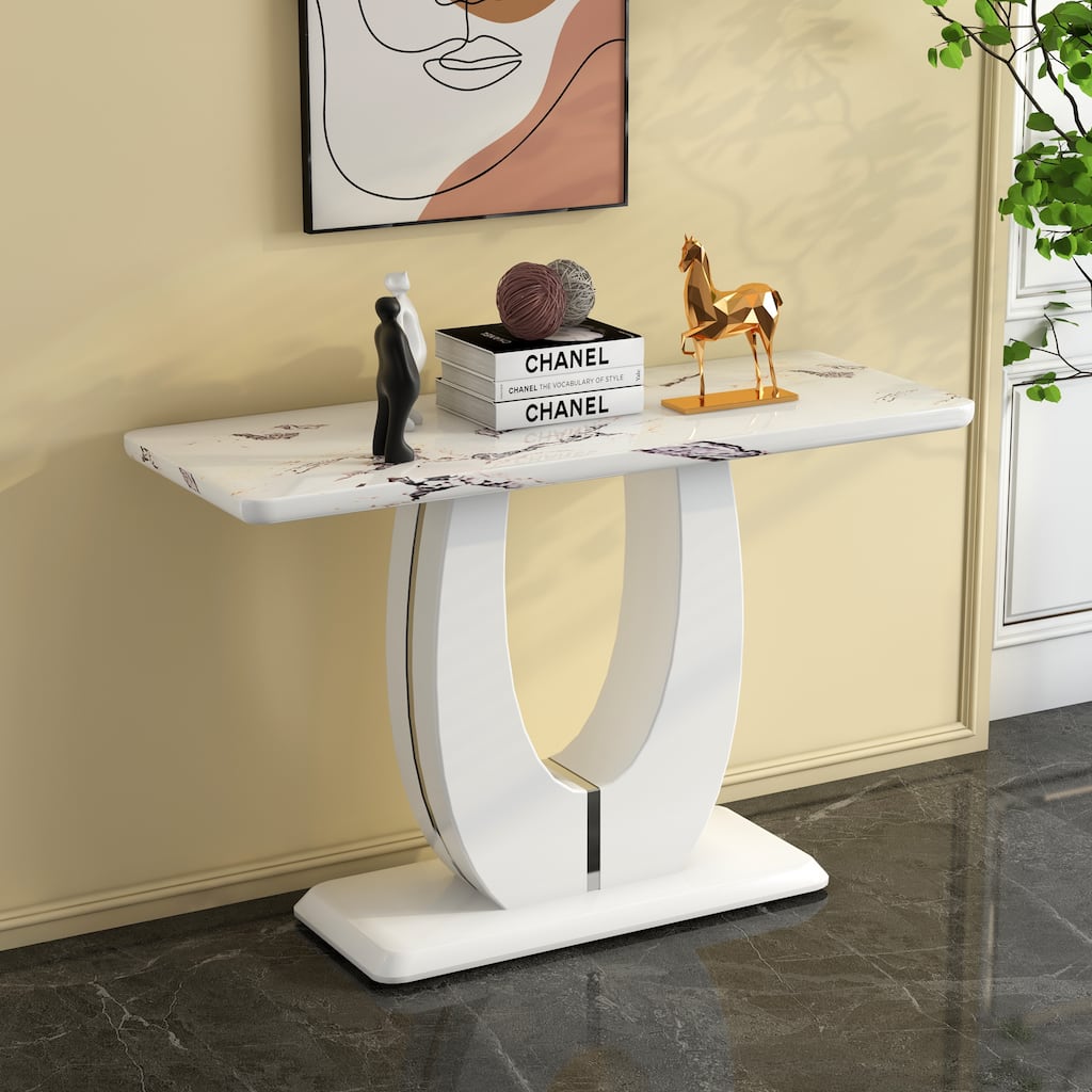 Modern Simple Glossy White Rectangular Counter Bar Table