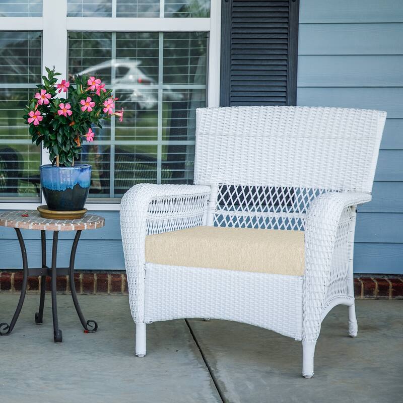 Aoodor Patio Chair Cushions Set of 2, Water Resistant Outdoor Seat Cushions with Handle and Ties, Square Corner Cushions