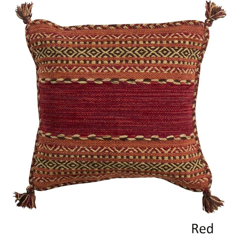 Artistic Weavers Southwest Tassels 22-inch Poly or Feather Down Filled Pillow - Down - Red