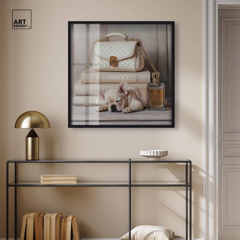 Ivory Books and Frenchie Shadowbox by Art Remedy