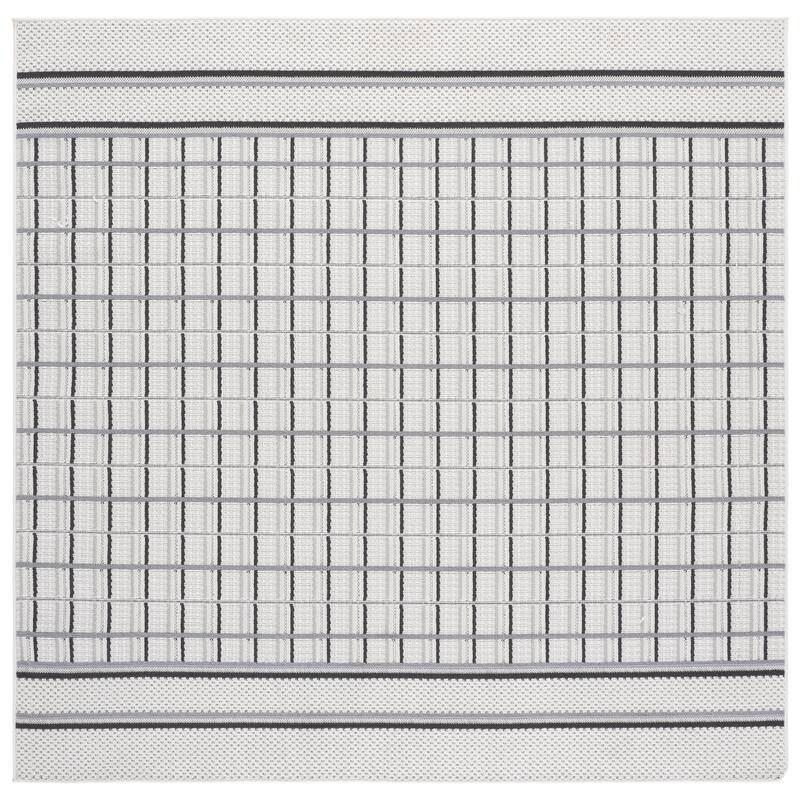 SAFAVIEH Veranda Tiziana Washable Indoor/Outdoor Rug - Weather Resistant & Easy Cleaning - 6'7" Square - Grey/Dark Grey