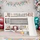preview thumbnail 19 of 48, Full Over Full Low Bunk Bed with Fence and Ladder for Toddler Kids Teens