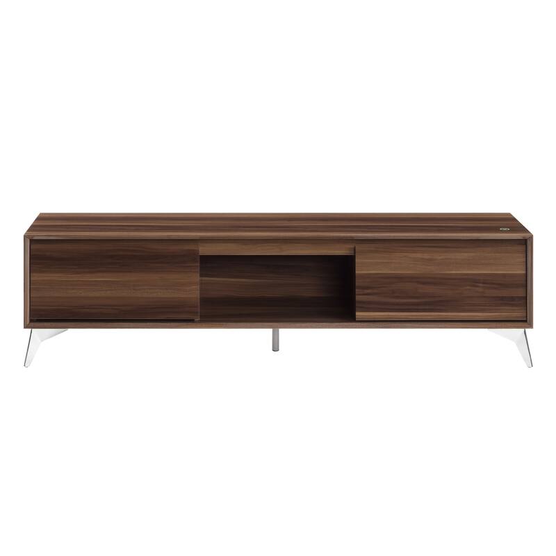 Raceloma TV stand , LED, Walnut & Chrome Finish 91997 - Walnut