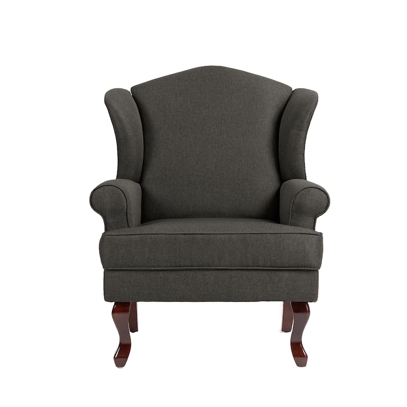 31" W Modern Upholstered Linen Wing Back Accent Chair with Rolled Arm