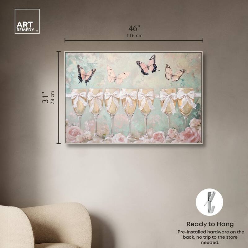 Champagne Mint and Pink Glass Canvas by Art Remedy