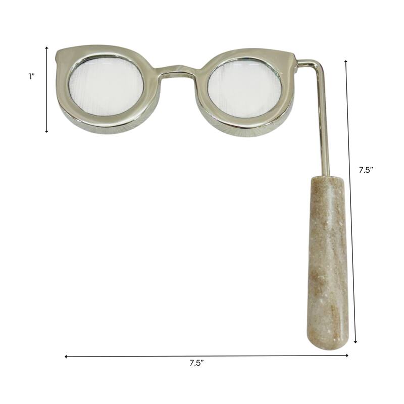 Eyeglass Magnifying Glass with Marble Handle Sculpture - 9"