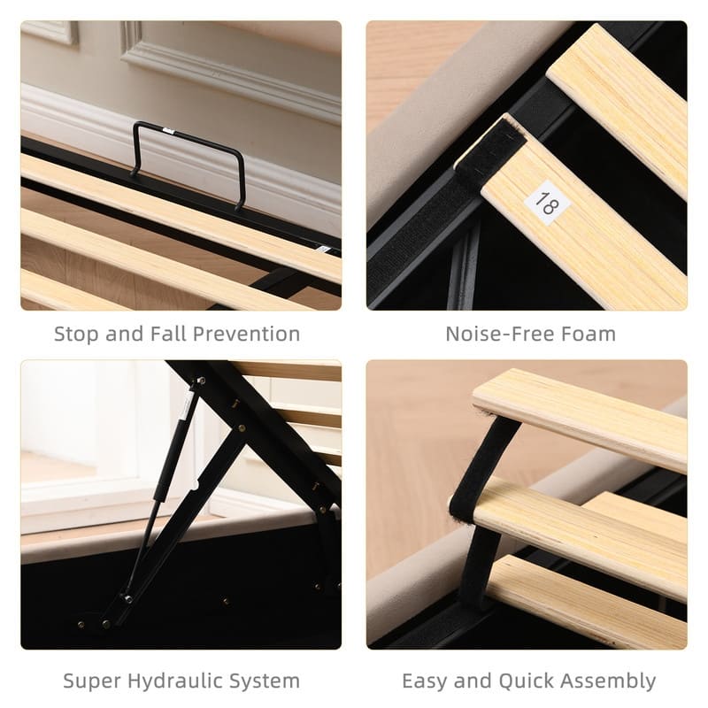 Modern Minimalist Upholstered Storage Bed with Lift-Up Platform