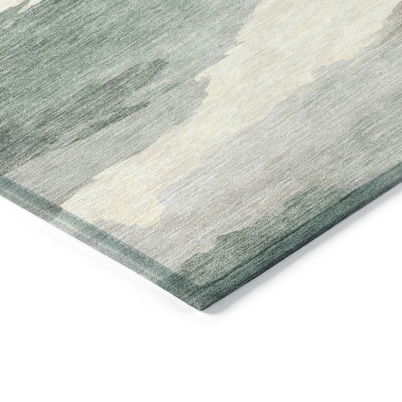 Machine Washable Indoor/ Outdoor Abstract Watercolor Chantille Rug