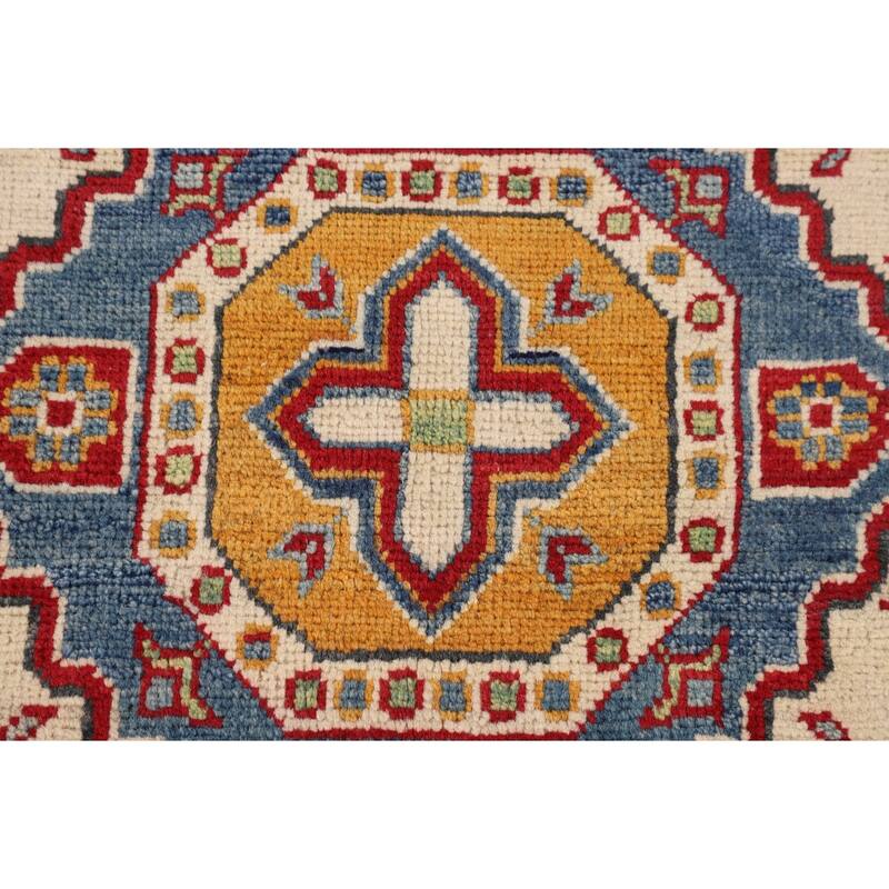 Kazak Area Rug Hand-Knotted Oriental Beige Wool Carpet - 4'0" x 6'0"