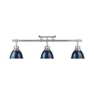 Yep by Golden Lighting Duncan 3-light Semi-Flush Mount in Chrome and Navy Blue shade - 3-Light Semi-flush
