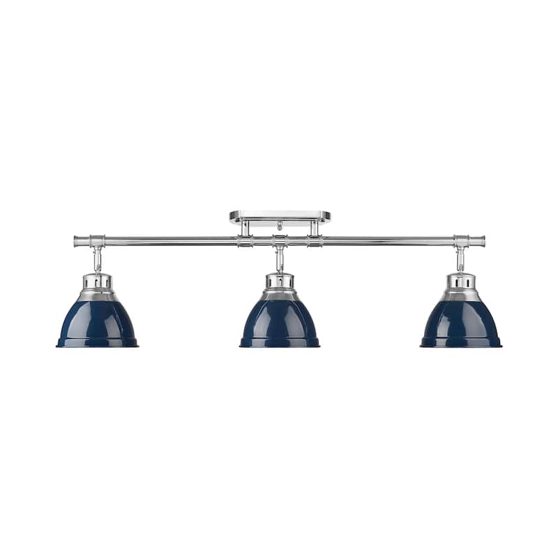 Yep by Golden Lighting Duncan 3-light Semi-Flush Mount in Chrome and Navy Blue shade - 3-Light Semi-flush