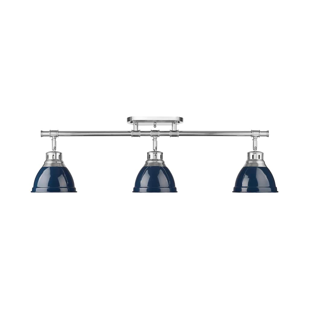 Yep by Golden Lighting Duncan 3-light Semi-Flush Mount in Chrome and Navy Blue shade - 3-Light Semi-flush
