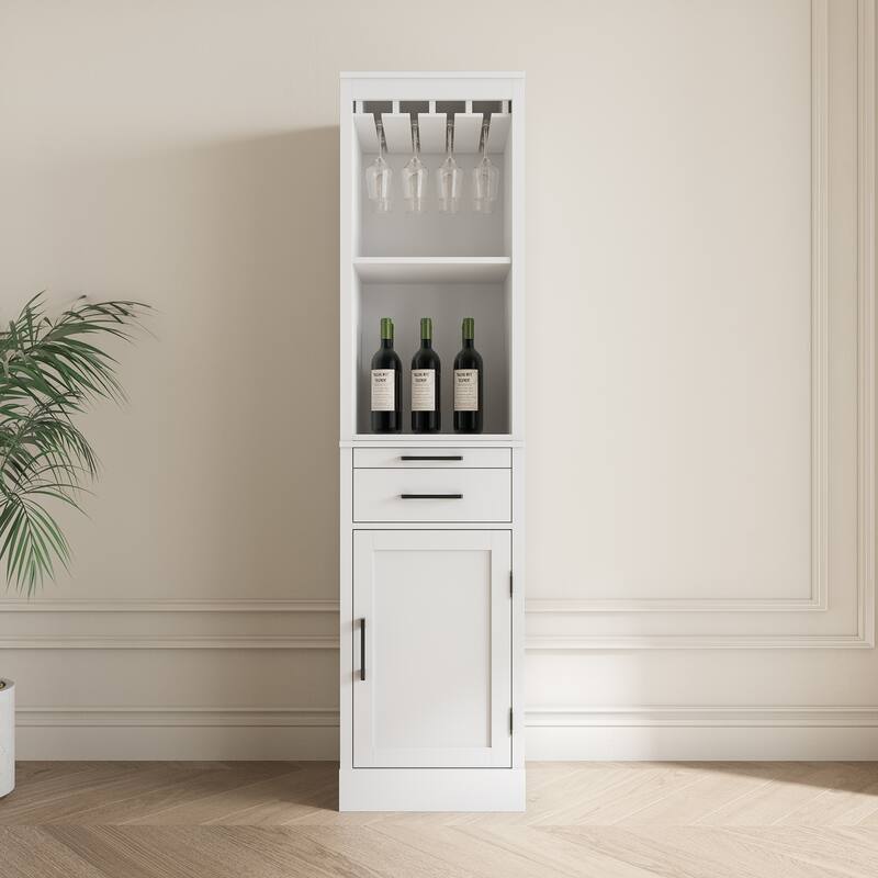Modern Wine Bar Cabinet with Drawers and Storage Shelf for Living Room, Dining Room