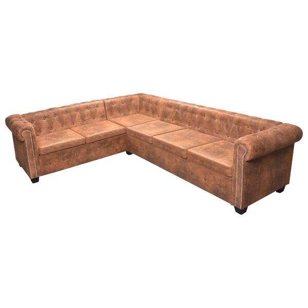 Vidaxl Chesterfield Corner Sofa 6 Seater Brown Faux Leather Overstock 31414621