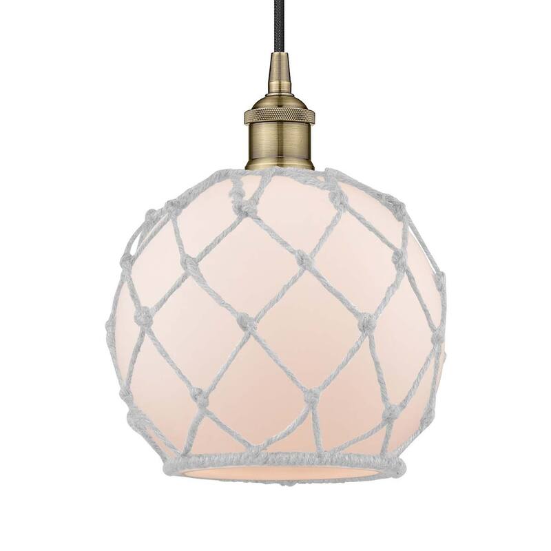 Innovations Lighting 616-1P-11-8 Edison Pendant Edison 8" Wide Mini - Antique Brass / White