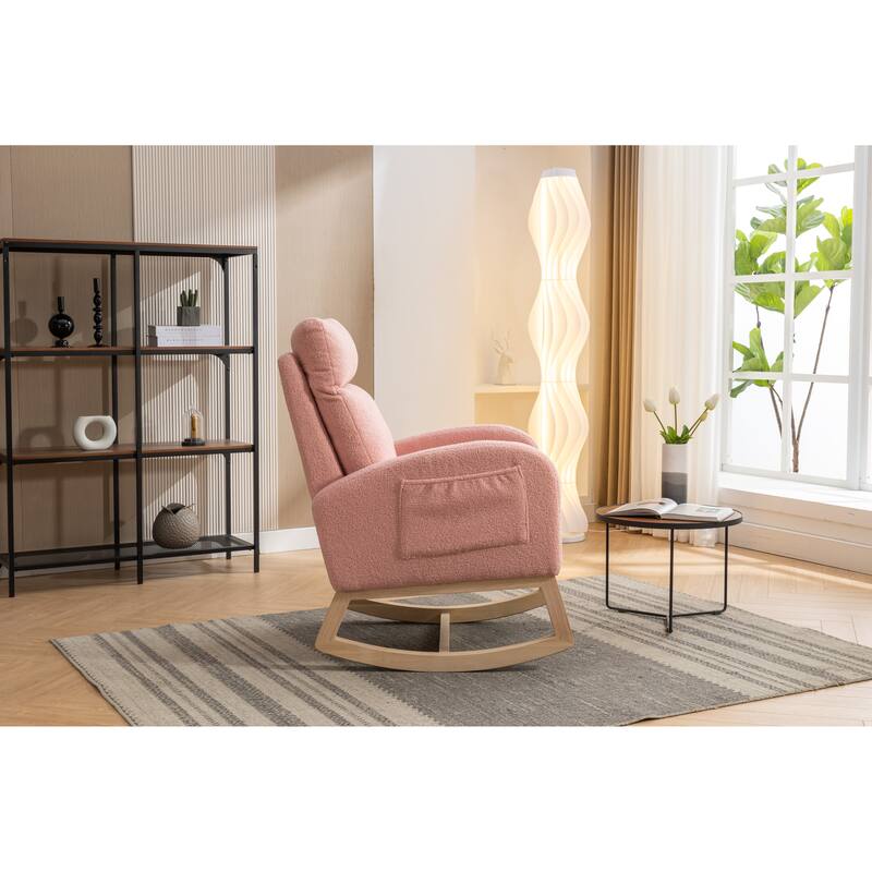 Teddy Fabric Rocking Chair With Right Pocket