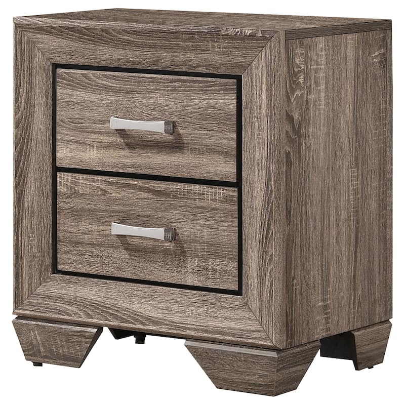 Washed Taupe 2-Drawer Rectangular Nightstand