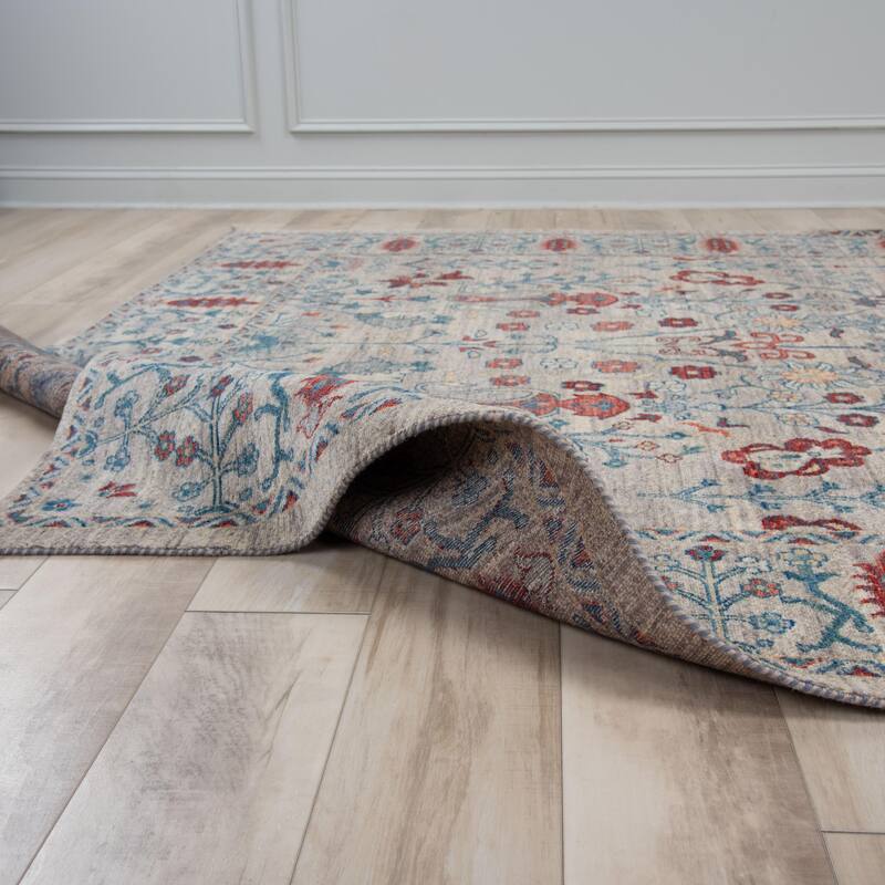 Alora Decor Sawyer Grey/Blue Tribal Wool Area Rug