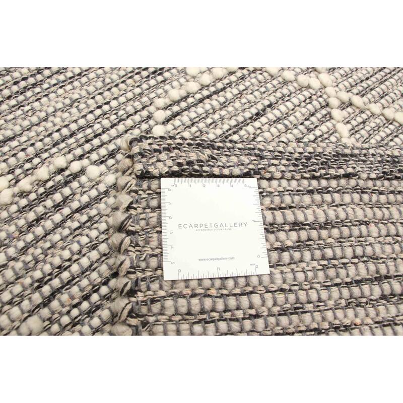 ECARPETGALLERY Braid weave Sienna Grey Wool Rug - 4'11 x 7'9