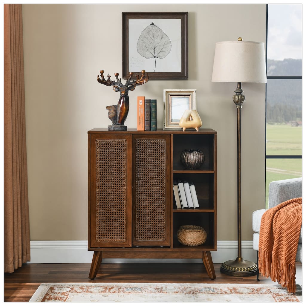 Mid Century Modern Rattan Sideboard Cabinet