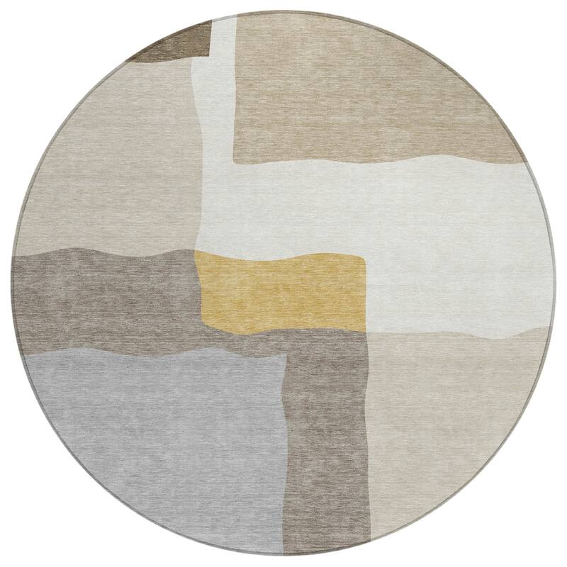 Machine Washable Indoor/ Outdoor Contemporary Blox Chantille Rug