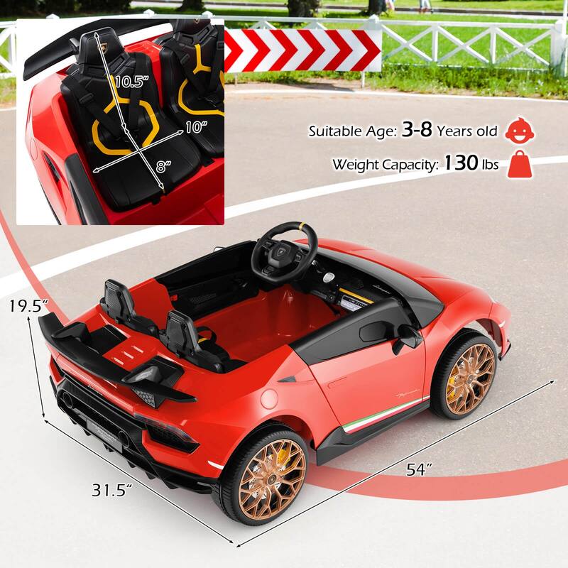 Costway 4WD 2-Seater Ride on Car, Licensed Lamborghini Kids’ Vehicles - See Details
