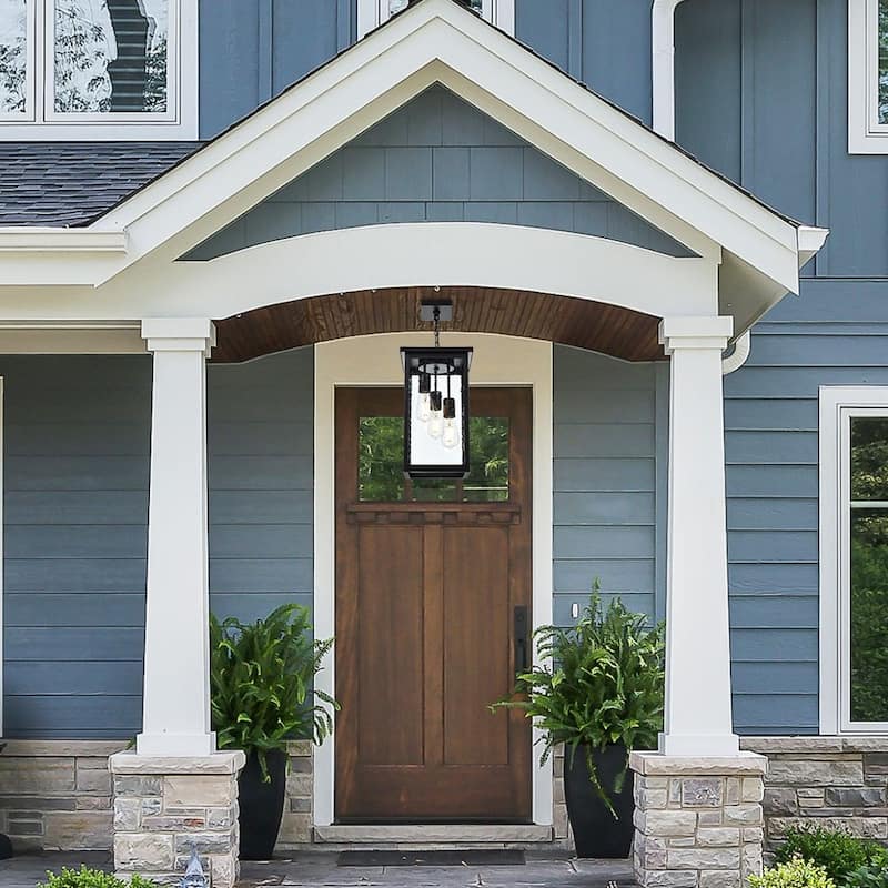 Outdoor Pendant Light Fixture, Exterior Chandelier Hanging Lantern for Front Porch, Anti-Rust Waterproof Farmhouse Ceiling Lamp