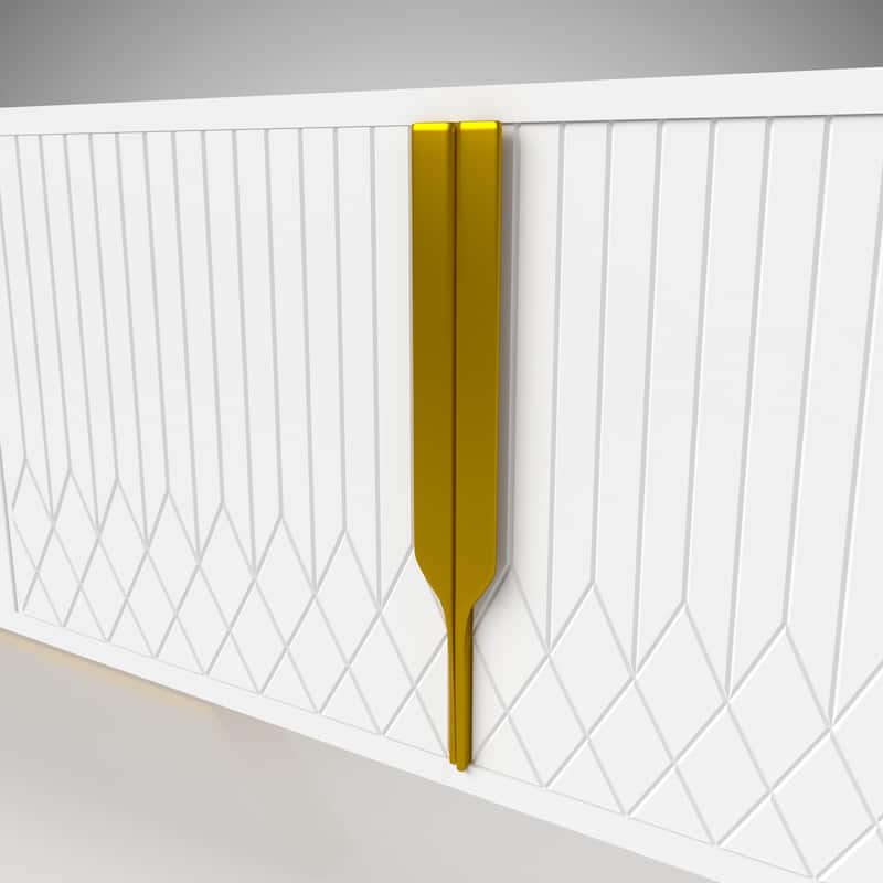 White Modern 70.8" TV Console with Storage Cabinets and Metal Legs for Living Room for TVs Up to 70"