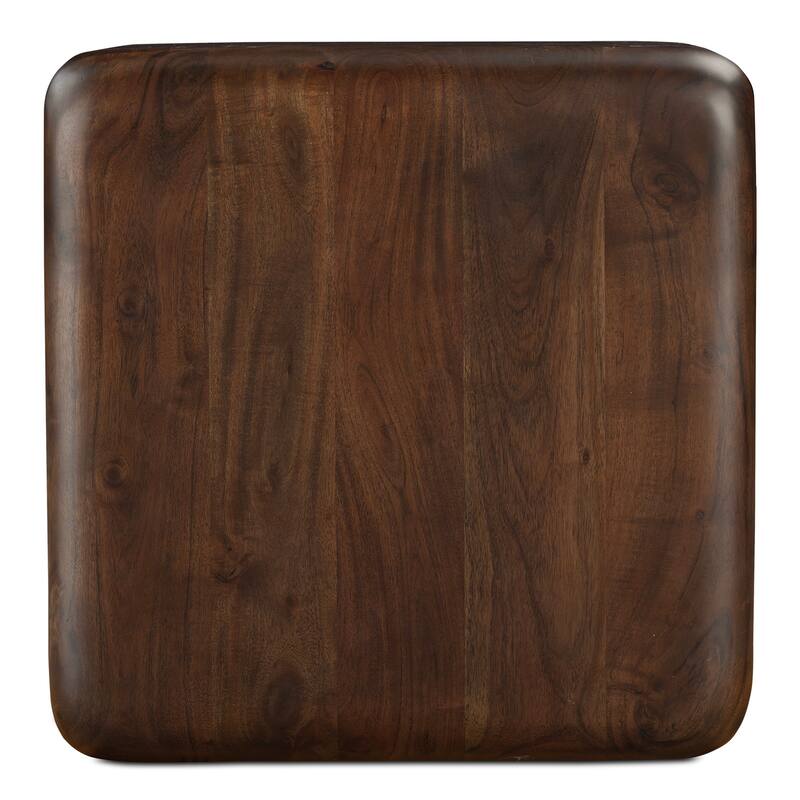 NADAAL STUDIOS Lycia Side Table, Oversized Square Shape in Solid Acacia Wood, Dark Brown