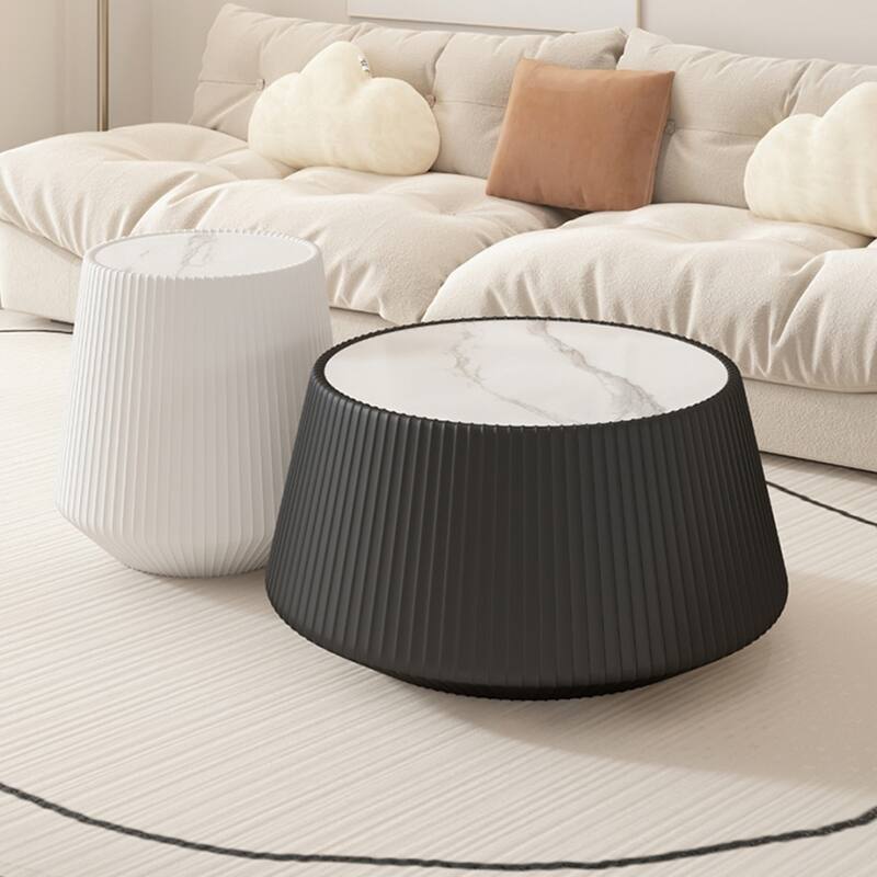 Grey Pattern Light Sinterd Stone Cup Shape Leather Modern Coffee Table