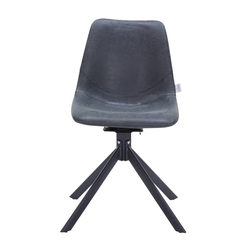 Markley Leather Dining Chair 360 Degree Swivel with Iron legs Modern Accent Side Chair Set of 2