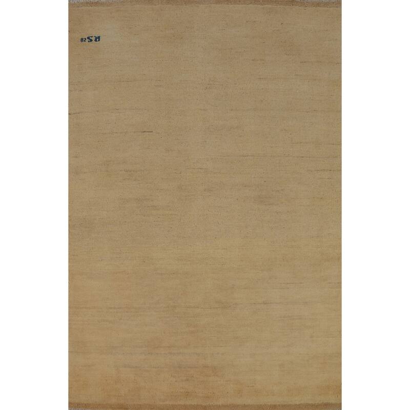 Modern Gabbeh Oriental Area Rug Handmade Yellow Wool Carpet - 4'11" x 7'0"