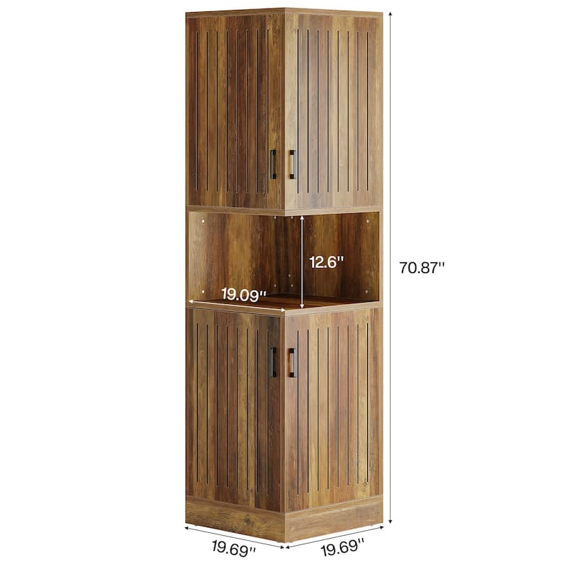 70.87" Tall Corner Cabinet with Doors and 5 Storage Shelves - 19.69" W x 19.69" D x 70.87" H